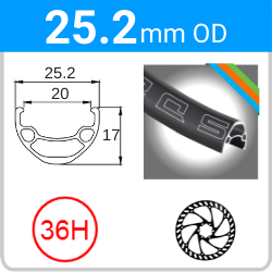 25.2mm OD - SD20 - DW - PJ - SSE - DS - 36H - Black - 97120