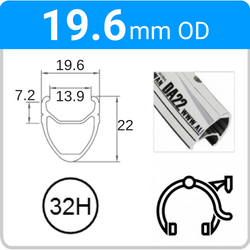 19.6mm OD - DA22 - DW - SJ - ME - 32H - Silver - 95069 - 95650