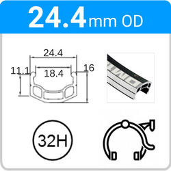 24.4mm OD - DM18 - DW - PJ - ME - SSE - 32H - Black - 93231 - 93209