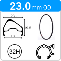 23.0mm OD - A23 - DW - PJ - ME - 32H - Black - V3075 - V4007