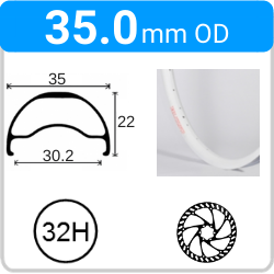 35.0mm OD - Blunt 35 - DW - PJ - DS - TR - 32H - White - V3050 - V3048