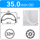 35.0mm OD - Blunt 35 - DW - PJ - DS - TR - 32H - White - V3050 - V3048