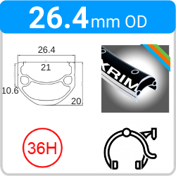 26.4mm OD - DM21 - DW - PJ - ME - SSE - 36H - Black - 93223