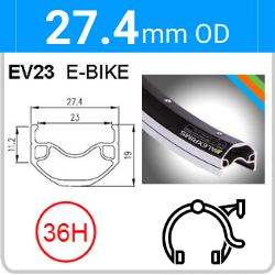27.4mm OD - EV23 - DW - PJ - ME - TR - 36H - Black - 93217
