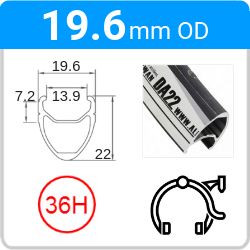 19.6mm OD - DA22 - DW - SJ - ME - 36H - Black - 96768 - 96769