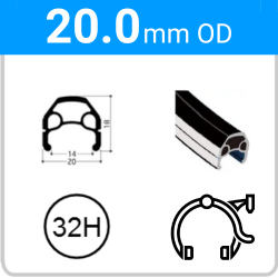 20.0mm OD - Shining A-M8S - DW - PJ - ME - 32H - Black - 97012