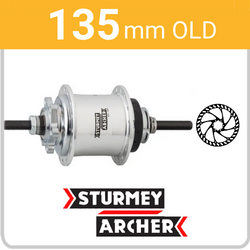 Rear Disc - 6 Bolt - 135mm - Internal 3 Spd - Silver - 3129