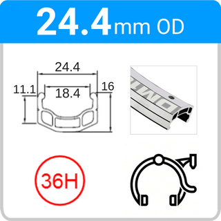 24.4mm OD - DM18 - DW - PJ - ME - SSE - 36H - Silver - 93212 - 94769 - 93211 - 95281