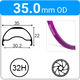 35.0mm OD - Blunt 35 - DW - PJ - DS - TR - 32H - Purple - V3062 - V3060