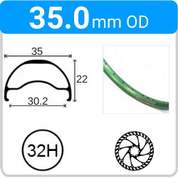 35.0mm OD - Blunt 35 - DW - PJ - DS - TR - 32H - Green - V3069 - V3067