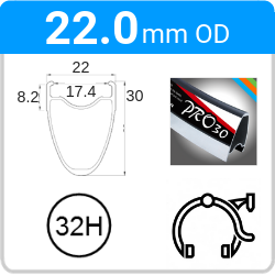22.0mm OD - Pro30 - DW - WJ - ME - TR - 32H - Black - 93240