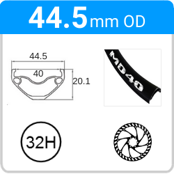 44.5mm OD - MD40 - DW - PJ - DS - TR - 32H - Black - 96833