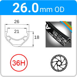 26.0mm OD - MD21 - DW - PJ - DS - SSE - TR - 36H - Black - 97076