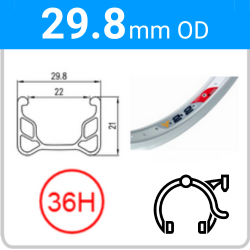 29.8mm OD - Alex Y22 - 36H - Silver - 97091