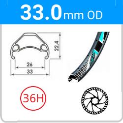33.0mm OD - Jetset HC-E331 - DW - PJ - TR - DS - 36H - Black - 97142