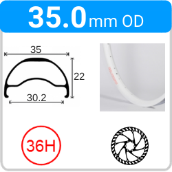 35.0mm OD - Blunt 35 - DW - PJ - DS - TR - 36H - White - V3051 - V3049