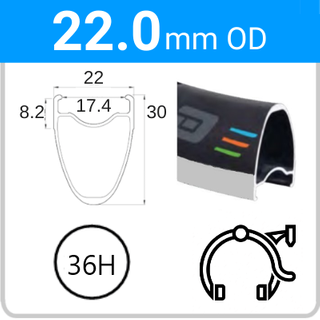 22.0mm OD - Pro30 - DW - WJ - ME - TR - 36H - Black - 97136