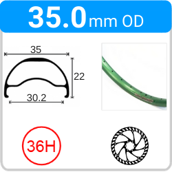 35.0mm OD - Blunt 35 - DW - PJ - DS - TR - 36H - Green - V3070 - V3068