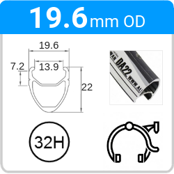 19.6mm OD - DA22 - DW - SJ - ME - 32H - Black - 94197 - 95651