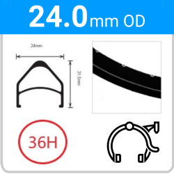 24.0mm OD - Bomb Proof - DW - PJ - 36H - Black - 34A32026B