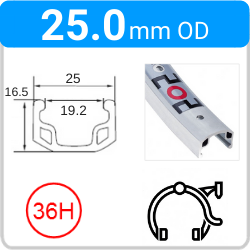 25.0mm OD - X202 - SW - PJ - NON - 36H - Silver - 93219