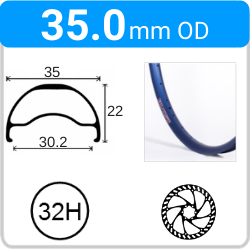 35.0mm OD - Blunt 35 - DW - PJ - DS - TR - 32H - Blue - V3058 - V3056