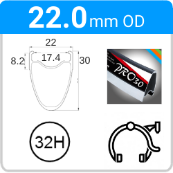 22.0mm OD - Pro30 - DW - WJ - ME - TR - 32H - Black - 93240