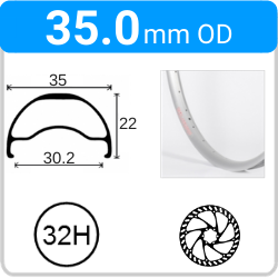 35.0mm OD - Blunt 35 - DW - PJ - DS - TR - 32H - Silver - V3046 - V3044