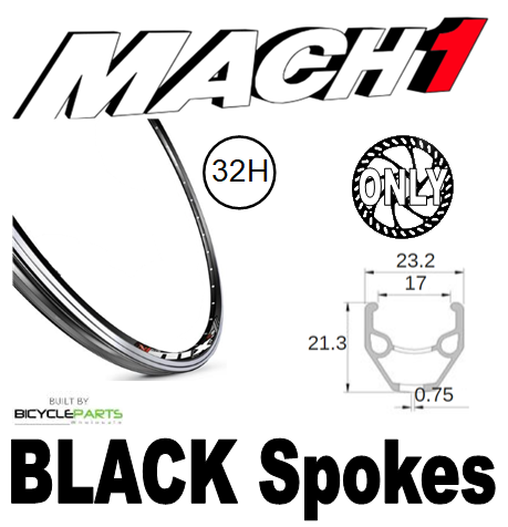 WHEEL - 26" Mach1 MX 32H Black Rim,  8/11 SPEED 12mm T/A (148mm OLD) 6 Bolt Disc Sealed Novatec Boost Black Hub,  Mach 1 BLACK Spokes