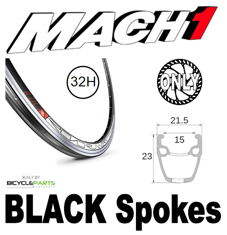 WHEEL - 700C Mach1 Road Runner 32H P/j Black Rim,  8/10 SPEED Q/R (135mm OLD) Centrelock Disc Sealed Novatec Black Hub,  Mach 1 BLACK Spokes