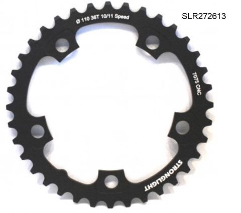 CHAINRING - ROAD "STRONGLIGHT", 39T, 7075 CNC Black - 130mm BCD, 5 Hole for 10/11 Spd  SL272613