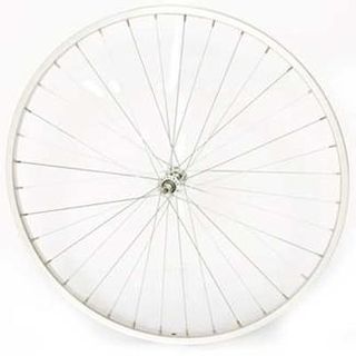 WHEEL Front,  27 x 1 1/4" Nutted ALLOY RIM, 100mm OLD 5/16 axle SILVER STEEL HUB, S/S spokes (READY BUILT - NO MATCHING REAR AVAILABLE)