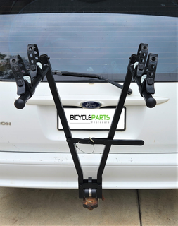 Bicycle carrier, tow ball mount, for 2 bikes - excellent attachment mechanism to the ball - no movement at all !! 100mm LONGER ARMS than previous model (Inc. support strap)Max Load 30KG