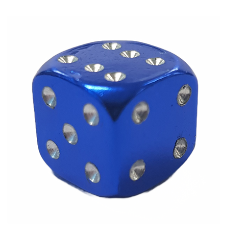 VALVE CAP DICE ALLOY BLUE 12mm A/V