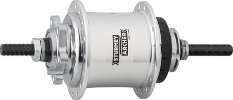 Sturmey Archer 3sp hub, Disc, RS-RK3 , 36Hole , Polished Silver . 135mm (Includes 18T cog, Twist Grip shifter & kit)