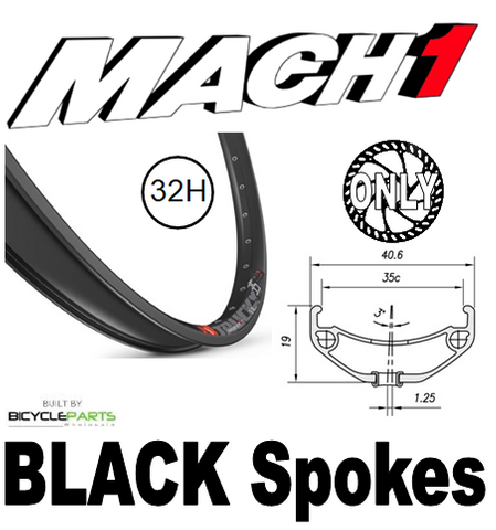 WHEEL - 27.5/650B Mach1 Trucky-35 32H Black Rim,  8/11 SPEED Q/R (135mm OLD) 6 Bolt Disc Sealed Novatec Black Hub,  Mach 1 BLACK Spokes