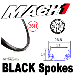 WHEEL - 26" Mach1 110 36H S/j Black Rim,  8/10 SPEED Q/R (135mm OLD) 6 Bolt Disc Sealed Novatec Black Hub,  Mach 1 BLACK Spokes