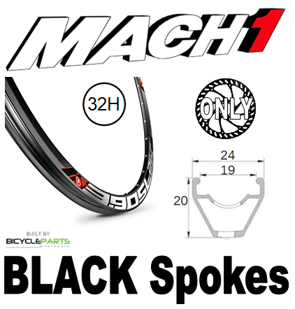 WHEEL - 27.5/650B Mach1 3.90 SL 32H S/j Black Rim,  8/10 SPEED Q/R (135mm OLD) Centrelock Disc Sealed Novatec Black Hub,  Mach 1 BLACK Spokes