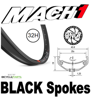WHEEL - 27.5/650B Mach1 Trucky-35 32H Black Rim,  FRONT 15mm T/A (110mm OLD) 6 Bolt Disc Sealed Novatec Boost Black Hub,  Mach 1 BLACK Spokes