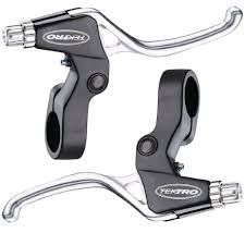 Tektro, Brake Levers, Junior, 3 finger, V-Brake & Twistgrip,  Alloy,  Black brkt/Silver lever, Pair (TS325A)