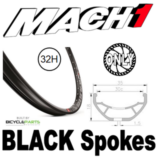 WHEEL - 27.5/650B Mach1 TRUCKY-30 32H P/j Black Rim,  12 SPEED MICRO SPLINE 12mm T/A (148mm OLD) 6 Bolt Disc Sealed Novatec Boost 4 Bearings Black Hub,  Mach 1 BLACK Spokes
