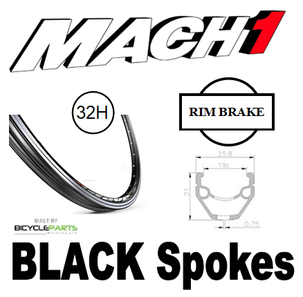 WHEEL - 26" Mach1 REVO 32H P/j Black Rim,  8/10 SPEED Q/R (135mm OLD) Loose Ball KK Rival Black Hub,  Mach 1 BLACK Spokes