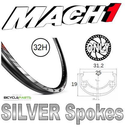 WHEEL - 27.5/650B Mach1 MAXX 32H P/j Black Rim,  FRONT Q/R (100mm OLD) 6 Bolt Disc Sealed Novatec Light Weight Black Hub,  Mach 1 SILVER Spokes