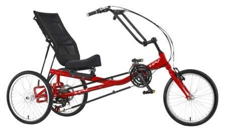 Sorry temp O/S    Rehatri Recumbent Trike, Pedal version, 20"Front and 20" rear wheel size, RED