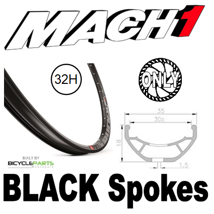WHEEL - 27.5/650B Mach1 TRUCKY-30 32H P/j Black Rim,  FRONT Q/R (100mm OLD) 6 Bolt Disc Sealed Novatec Light Weight Black Hub,  Mach 1 BLACK Spokes
