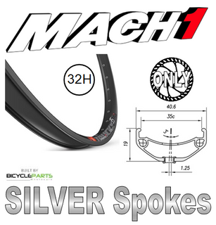 WHEEL - 27.5/650B Mach1 Trucky-35 32H Black Rim,  FRONT Q/R (100mm OLD) 6 Bolt Disc Sealed Novatec Light Weight Black Hub,  Mach 1 SILVER Spokes