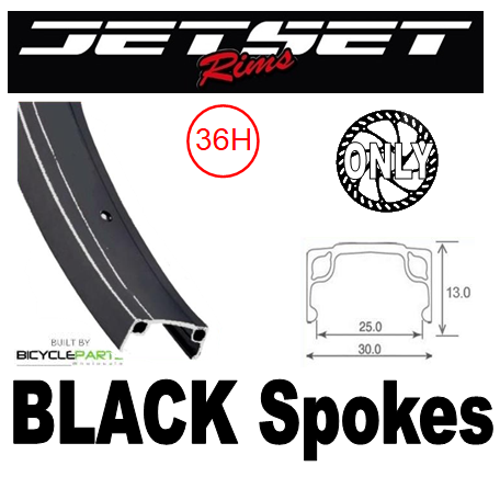 WHEEL - 20" Jetset 7X 36H Black Rim,  8/10 SPEED Q/R (135mm OLD) 6 Bolt Disc Loose Ball Joytech Black Hub,  Mach 1 BLACK Spokes