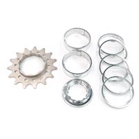 CONVERSION KIT - Single Speed, FLANGED CR-MO Drive Ring, 15T Lock Ring & Alloy Spacers (7 Spacers + Lockring)