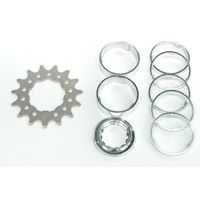 CONVERSION KIT - Single Speed, CR-MO Drive Ring, 15T Lock Ring & Alloy Spacers (7 Spacers + Lockring) 3/32