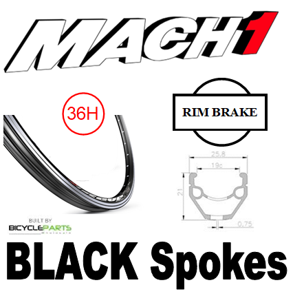 WHEEL - 26" Mach1 REVO 36H P/j Black Rim,  2 SPEED INTERNAL COASTER 3/8 Nutted (117mm OLD) Loose Ball Sturmey Silver Hub,  Mach 1 BLACK Spokes